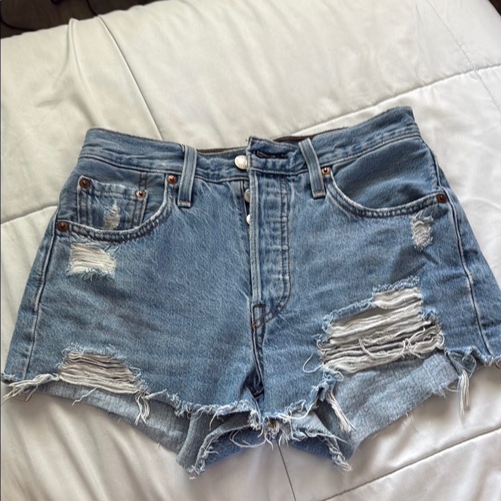 Levi's Blue Jean Shorts Distressed Cut-Off Style
